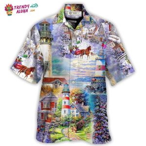 Lighthouse Christmas Santa Through The Storm Hawaiian Shirt – Trendy KLA