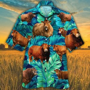 Limousin Cattle Design Hawaiian Shirt for Cow Lovers