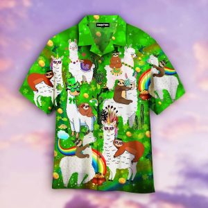 Llama And Sloth St Patricks Day Hawaiian Shirt For