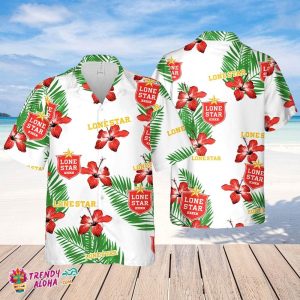Lone Star Hawaiian Hibiscus Flower Pattern,Tropical Beach Shirt, Hawaiian Flower Shirt, Hawaiian Beer Shirt