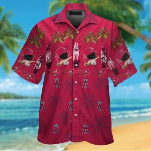 Los Angeles Angels Short Sleeve Button Up Tropical Hawaiian Shirt VER09