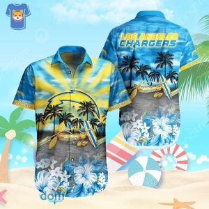 Los Angeles Charg49Ers NFL Tropical River Boat Hawaiian Shirt And Short