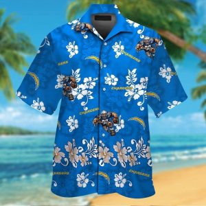 Los Angeles Chargers Short Sleeve Button Up Tropical Hawaiian Shirt VER01