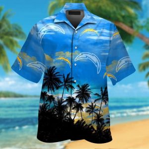 Los Angeles Chargers Short Sleeve Button Up Tropical Hawaiian Shirt VER012