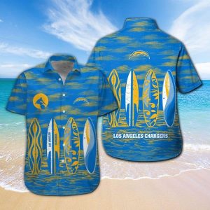 Los Angeles Chargers Short Sleeve Button Up Tropical Hawaiian Shirt VER015