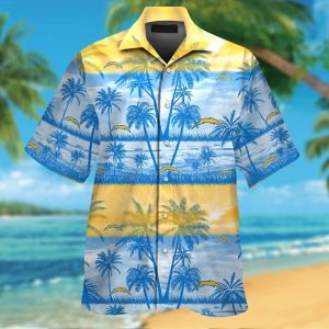 Los Angeles Chargers Short Sleeve Button Up Tropical Hawaiian Shirt VER018
