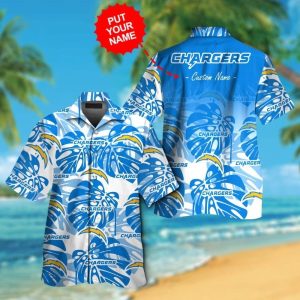 Los Angeles Chargers Short Sleeve Button Up Tropical Hawaiian Shirt VER02