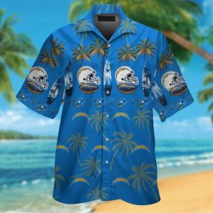 Los Angeles Chargers Short Sleeve Button Up Tropical Hawaiian Shirt VER020