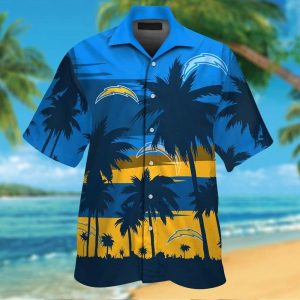 Los Angeles Chargers Short Sleeve Button Up Tropical Hawaiian Shirt VER023