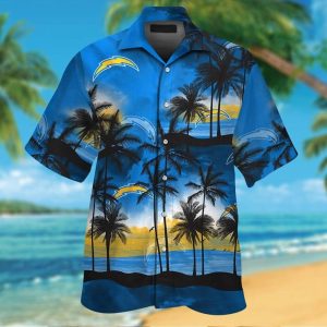Los Angeles Chargers Short Sleeve Button Up Tropical Hawaiian Shirt VER028