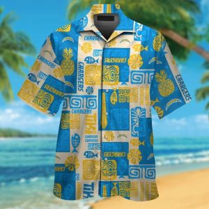 Los Angeles Chargers Short Sleeve Button Up Tropical Hawaiian Shirt VER03