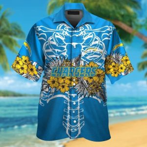 Los Angeles Chargers Short Sleeve Button Up Tropical Hawaiian Shirt VER05