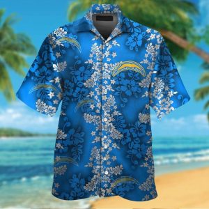 Los Angeles Chargers Short Sleeve Button Up Tropical Hawaiian Shirt VER06