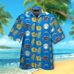Los Angeles Chargers Short Sleeve Button Up Tropical Hawaiian Shirt VER07