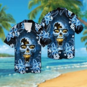 Los Angeles Chargersskull Short Sleeve Button Up Tropical Hawaiian Shirt VER01
