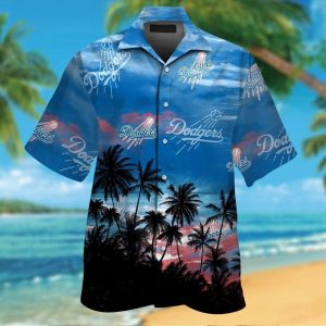 Los Angeles Dodgers Short Sleeve Button Up Tropical Hawaiian Shirt VER01