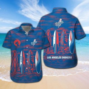 Los Angeles Dodgers Short Sleeve Button Up Tropical Hawaiian Shirt VER07