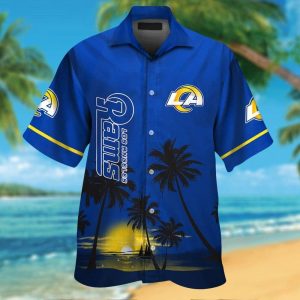Los Angeles Rams Short Sleeve Button Up Tropical Hawaiian Shirt VER01