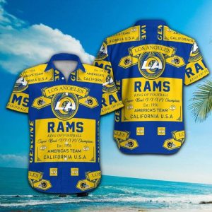 Los Angeles Rams Short Sleeve Button Up Tropical Hawaiian Shirt VER011