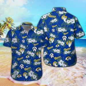 Los Angeles Rams Short Sleeve Button Up Tropical Hawaiian Shirt VER012