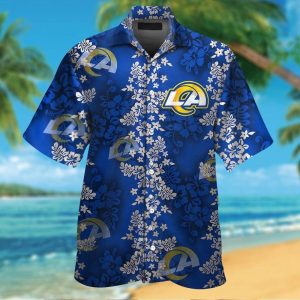 Los Angeles Rams Short Sleeve Button Up Tropical Hawaiian Shirt VER016