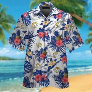 Los Angeles Rams Short Sleeve Button Up Tropical Hawaiian Shirt VER022
