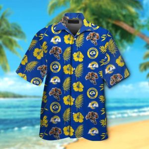 Los Angeles Rams Short Sleeve Button Up Tropical Hawaiian Shirt VER023