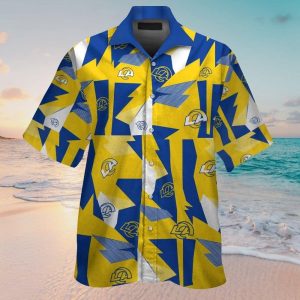 Los Angeles Rams Short Sleeve Button Up Tropical Hawaiian Shirt VER025
