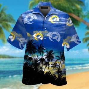 Los Angeles Rams Short Sleeve Button Up Tropical Hawaiian Shirt VER026