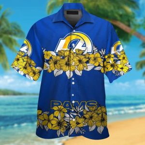 Los Angeles Rams Short Sleeve Button Up Tropical Hawaiian Shirt VER027