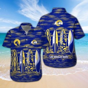 Los Angeles Rams Short Sleeve Button Up Tropical Hawaiian Shirt VER03