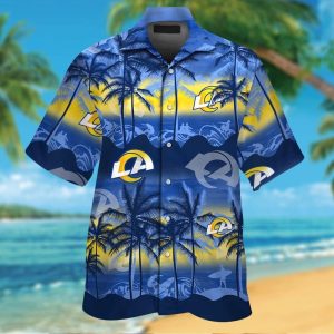 Los Angeles Rams Short Sleeve Button Up Tropical Hawaiian Shirt VER030