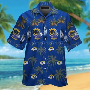 Los Angeles Rams Short Sleeve Button Up Tropical Hawaiian Shirt VER04