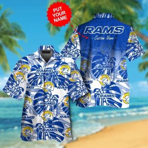 Los Angeles Rams Short Sleeve Button Up Tropical Hawaiian Shirt VER06