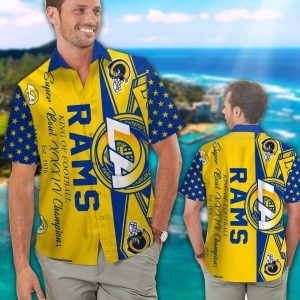 Los Angeles Rams Short Sleeve Button Up Tropical Hawaiian Shirt VER09
