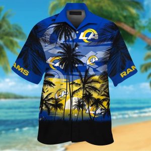 Los Angeles Rams Short Sleeve Button Up Tropical Shirt Hawaiian Shirt