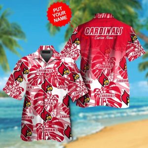 Louisville Cardinals Short Sleeve Button Up Tropical Hawaiian Shirt