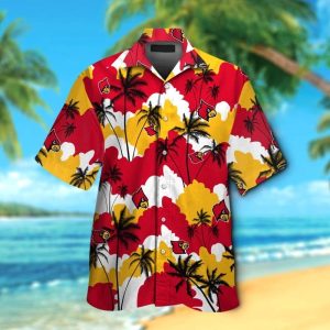 Louisville Cardinals Short Sleeve Button Up Tropical Hawaiian Shirt VER010
