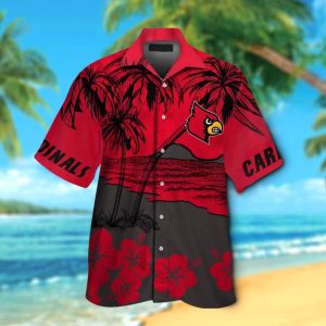 Louisville Cardinals Short Sleeve Button Up Tropical Hawaiian Shirt VER011
