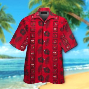 Louisville Cardinals Short Sleeve Button Up Tropical Hawaiian Shirt VER012
