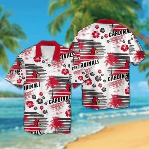Louisville Cardinals Short Sleeve Button Up Tropical Hawaiian Shirt VER014