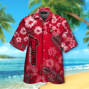 Louisville Cardinals Short Sleeve Button Up Tropical Hawaiian Shirt VER015