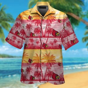 Louisville Cardinals Short Sleeve Button Up Tropical Hawaiian Shirt VER017