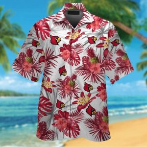 Louisville Cardinals Short Sleeve Button Up Tropical Hawaiian Shirt VER024