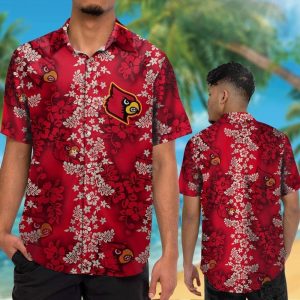 Louisville Cardinals Short Sleeve Button Up Tropical Hawaiian Shirt VER027