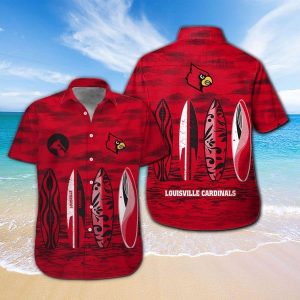 Louisville Cardinals Short Sleeve Button Up Tropical Hawaiian Shirt VER029