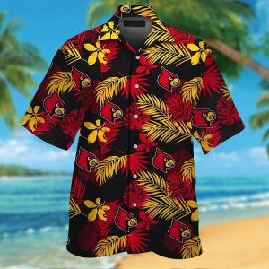 Louisville Cardinals Short Sleeve Button Up Tropical Hawaiian Shirt VER03