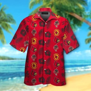 Louisville Cardinals Short Sleeve Button Up Tropical Hawaiian Shirt VER030