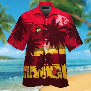 Louisville Cardinals Short Sleeve Button Up Tropical Hawaiian Shirt VER031