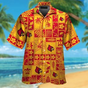 Louisville Cardinals Short Sleeve Button Up Tropical Hawaiian Shirt VER033